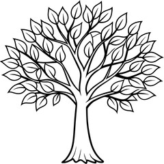 Obraz premium stylized autumn tree outline coloring book page line art drawing