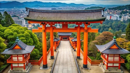 Obraz premium Aerial view of the famous orange gates at Fushimi Inari Shrine in Kyoto