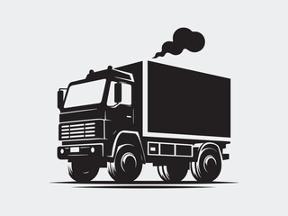 truck silhouette black and white vector art and illustrations