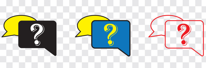 Comment question line icon set. faq line icon. question and answer pictogram. inquire bubble. ask or request sign. frequently asked questions icon for Ui designs.