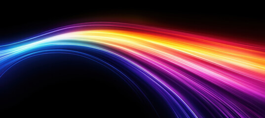 Vibrant Abstract Curved Shapes on Black