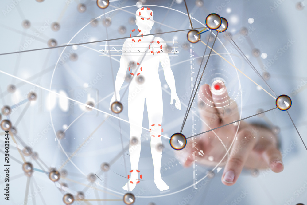 Aufkleber neural network 3d illustration. big data and cybersecurity