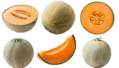  Melone dall'alto- Sei set di meloni su uno sfondo bianco. Ogni set contiene un melone inter_1(226)