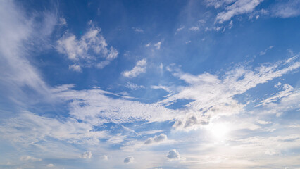 clear blue sky background,clouds with background, Blue sky background with tiny clouds. White fluffy clouds in the blue sky. 