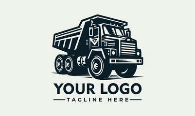 Vector logo sketch of a dump truck suitable for constructionthemed designs or childrens coloring books. Transportation illustration for various projects.