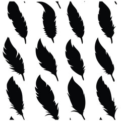 Seamless Fluffy Feathers and Plume Quills Silhouettes.