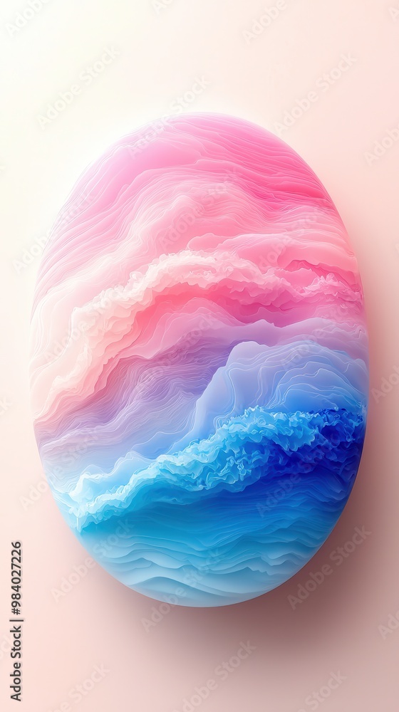 Canvas Prints Abstract Wavy Sphere with Pink and Blue Colors.