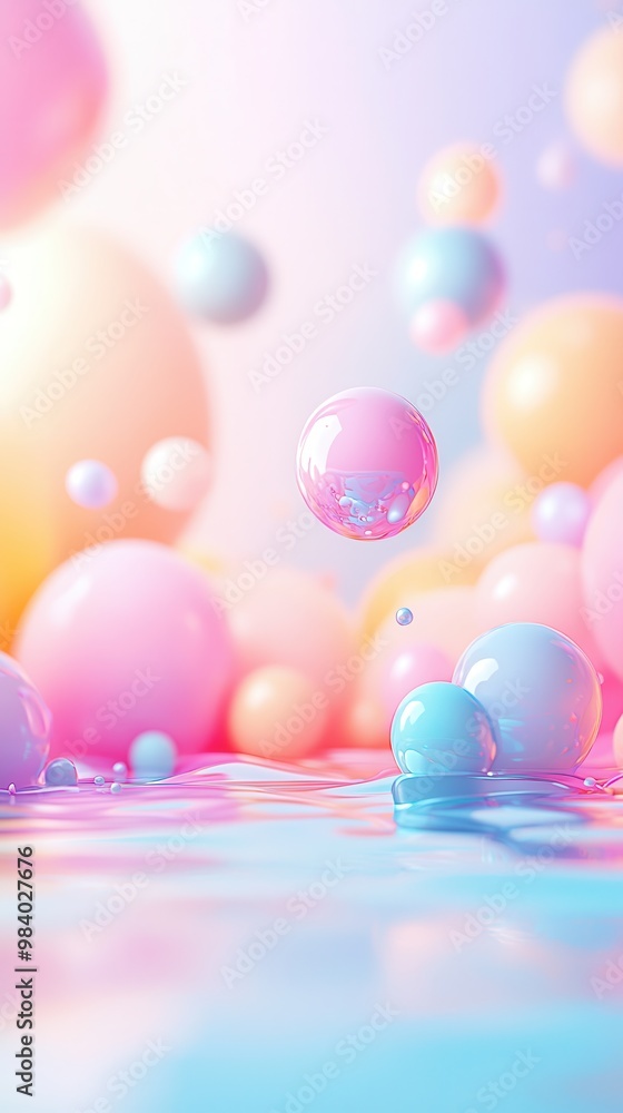 Poster Abstract Pastel Background with Spheres.