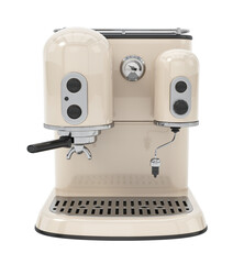 Retro style espresso machine isolated on transparent background. 3D illustration