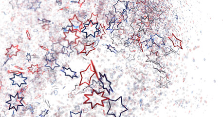 Confetti - Red white blue shiny confetti Confetti on white background, isolate, tricolor concept, independence and freedom day USA