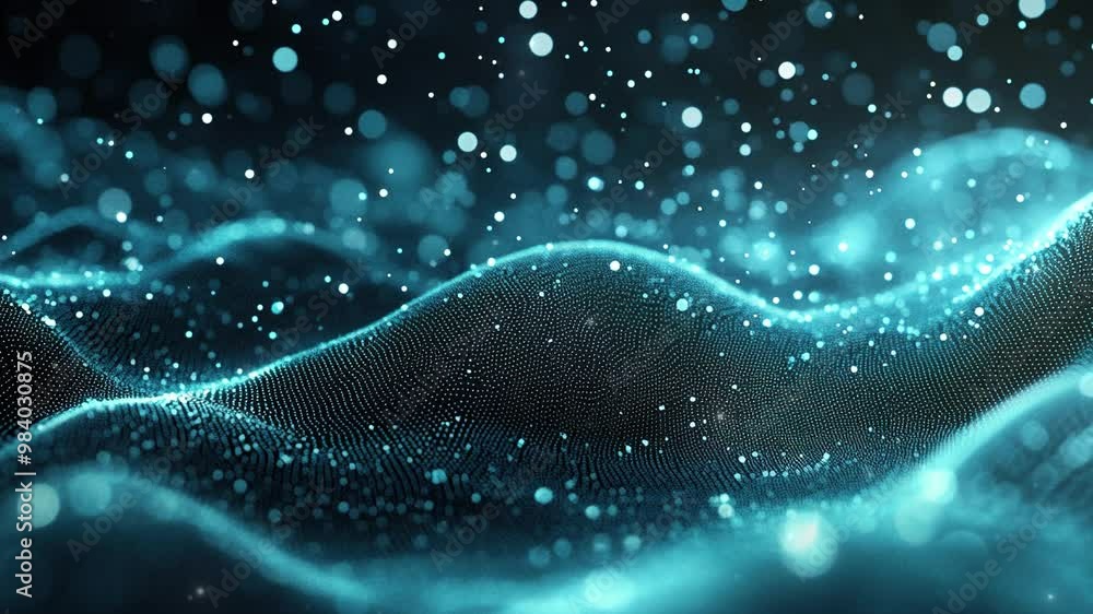 Poster abstract technology background. abstract blue digital background with glowing dots and waves of part