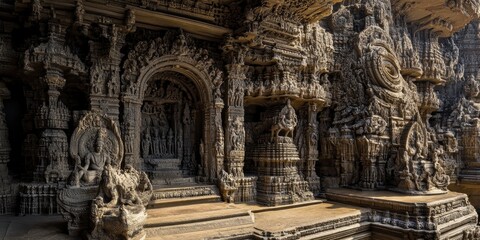 Hindu temple covered in carvings 