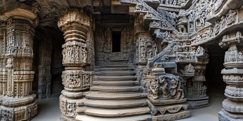 Hindu temple covered in carvings 