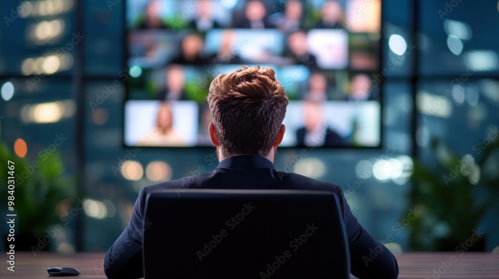 Poster a team of professionals meet virtually, demonstrating the flexibility and efficiency of remote work.