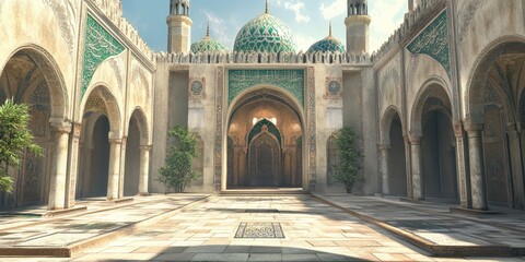peaceful mosque courtyard 