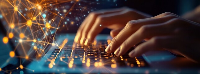 Network specialist implementing MPLS-TE protocols in server room data center digital technology IT infrastructure concept banner