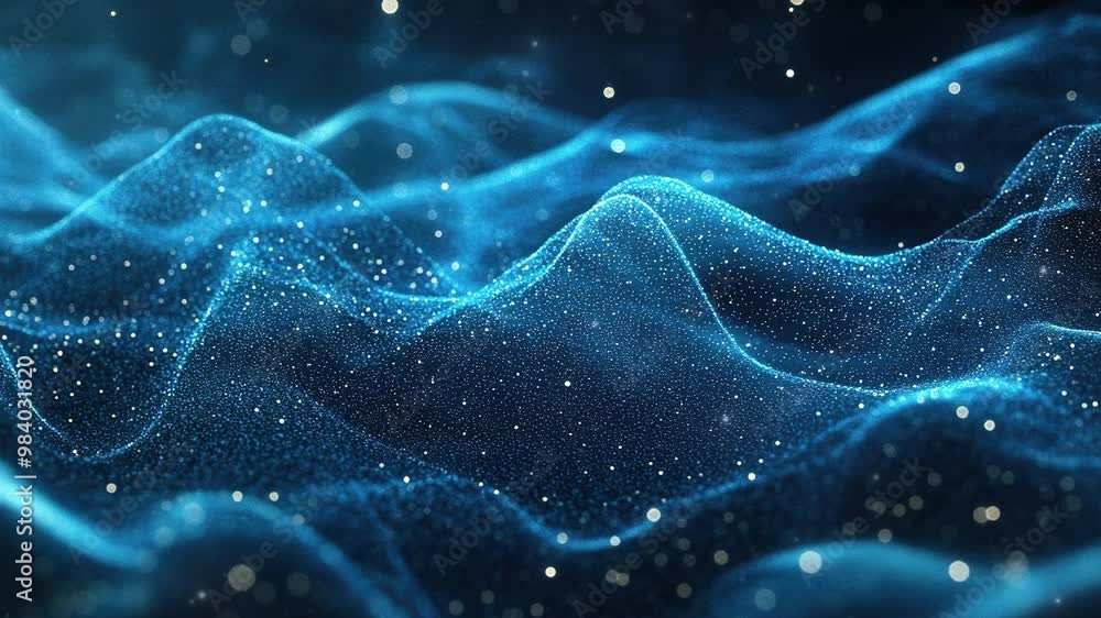Poster abstract technology background. abstract blue digital background with glowing dots and waves of part