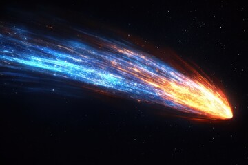 A blazing comet streaking through the dark expanse of space its fiery tail made of vibrant