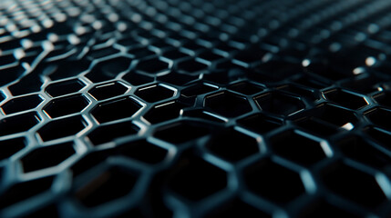 A visual of a sleek hexagonal mesh pattern with a futuristic feel.