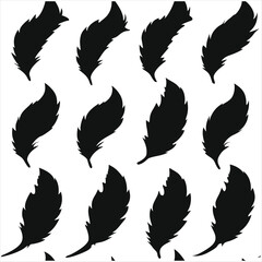 Seamless Fluffy Feathers and Plume Quills Silhouettes.