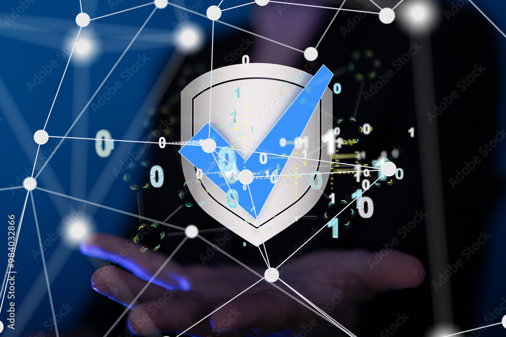 Aufkleber cybersecurity and information or network protection. future technology web