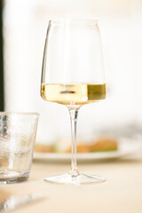 Close up on italian traditional northern food on a restaurant table. Many dishes are visible.