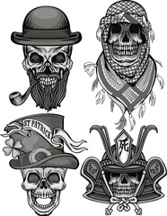 set, gothic sign with skull, grunge vintage design t shirts