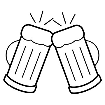 recommend clip art: toasting beer glasses outline coloring book page line art drawing