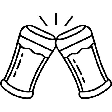two beer glasses clinking outline clip art preview