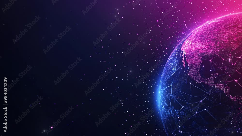Poster abstract tech background with global network and digital connection. digital data globe. global netw