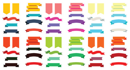 Colorful Vector Banners. Set of Ribbons Banners with Label, Tag and Quality Badges. Banners set, isolated on white background.