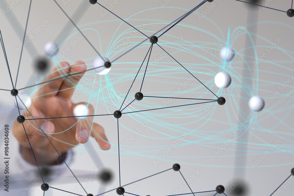 Poster conference digital network and data concept 3d
