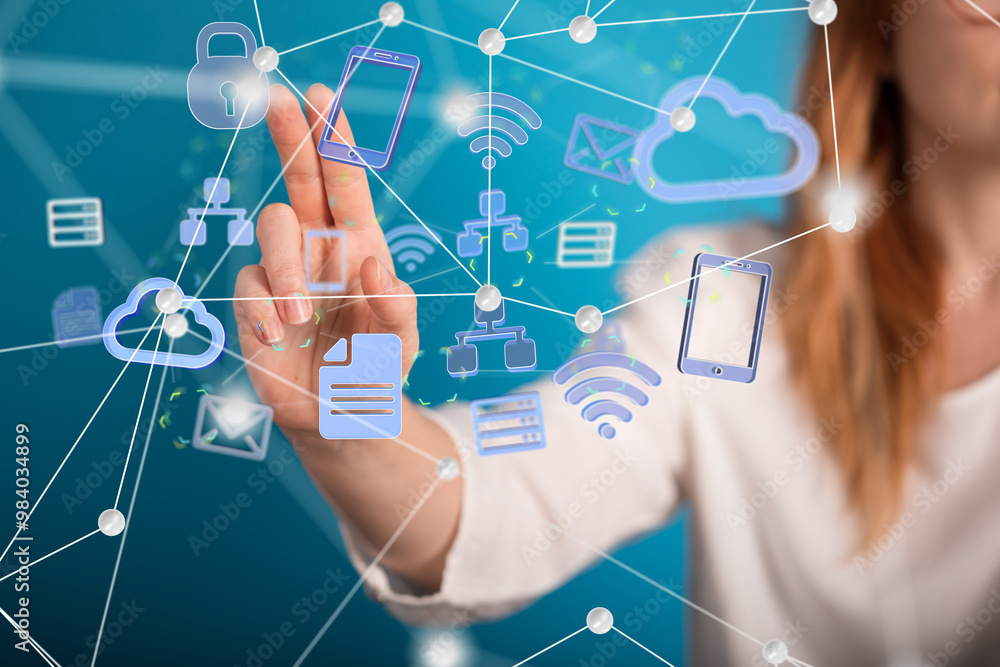 Poster 2d rendering Cloud computing, Cloud Computing Concept