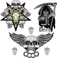 Fototapeta premium set,gothic sign with skull, grunge vintage design t shirts 
