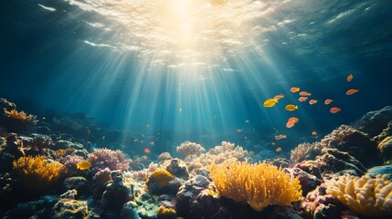 Fototapeta premium Beautiful underwater landscape filled with vibrant coral reefs