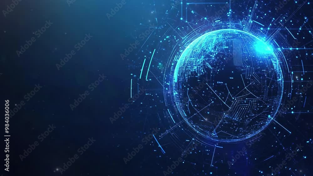 Poster abstract tech background with global network and digital connection. digital data globe. global netw