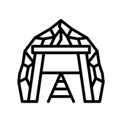 Mine line icon. Mining icon. Mining icon isolated on white background. Transparent background, minimalist symbol. Vector images