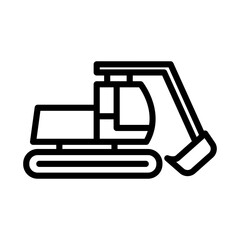 Excavator line icon. Excavator icon. Mining icon isolated on white background. Transparent background, minimalist symbol. Vector images