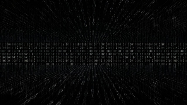 Vector matrix background. Stream of binary code on screen. Data and technology, decryption and encryption, computer matrix background numbers 1,0. Coding or Hacker concept. Vector illustration