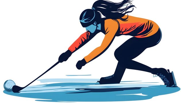 recommend clip art: A clipart of a female curler releasing a stone ar7 4 Generative AI