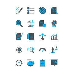 Assessment of business icons on white background.