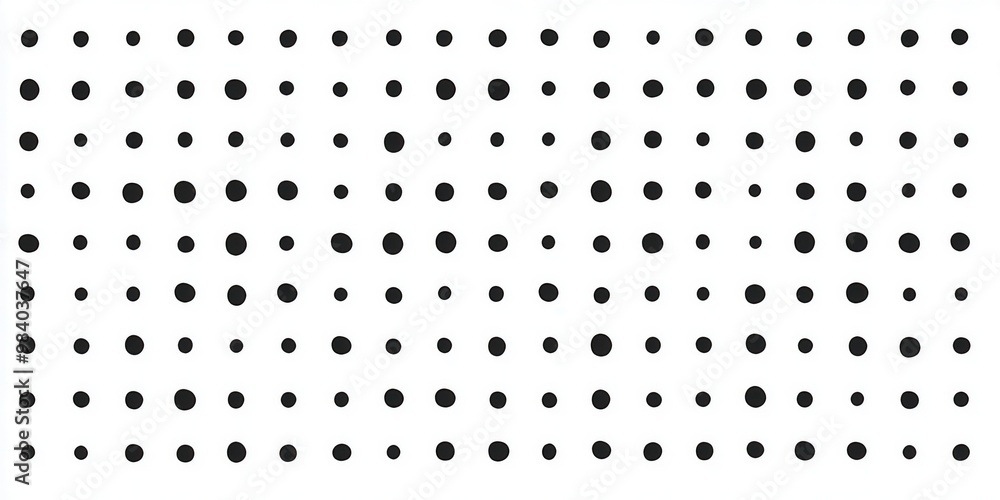 Poster a black and white image of many small dots. the dots are scattered all over the image, creating a se