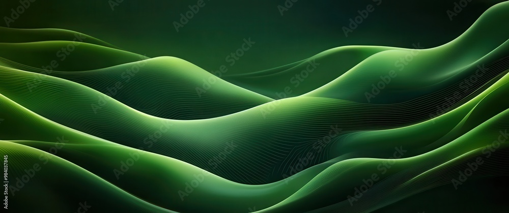 Poster a vibrant green wave with a multitude of dots scattered across its surface. the image captures the e