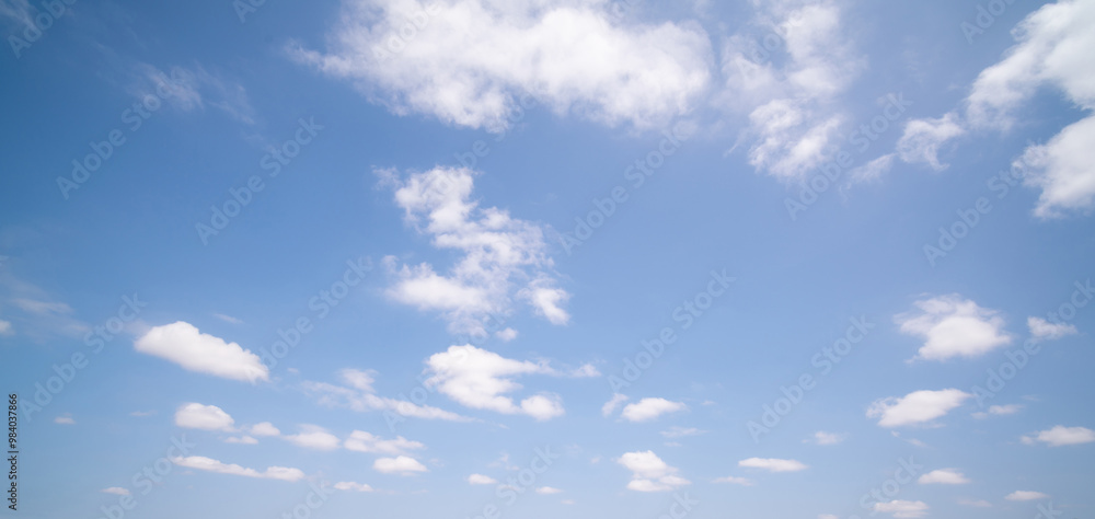 Wall mural full frame blue sky with cloud good weather bottom capture shot over horizontal