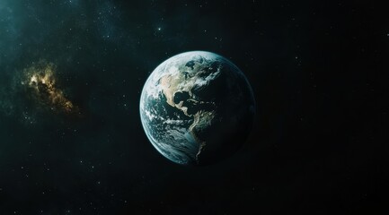 Planet Earth in space with a black background. The planet is the only object in the image