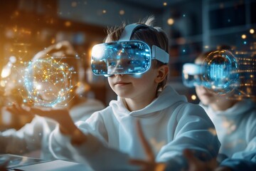 Fototapeta premium Children Engaging with Virtual Reality Technology