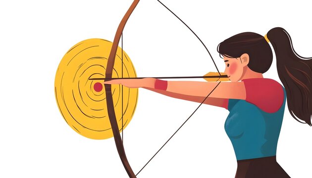 recommend clip art: A clipart of a female archer aiming at a target ar7 4 Generative AI