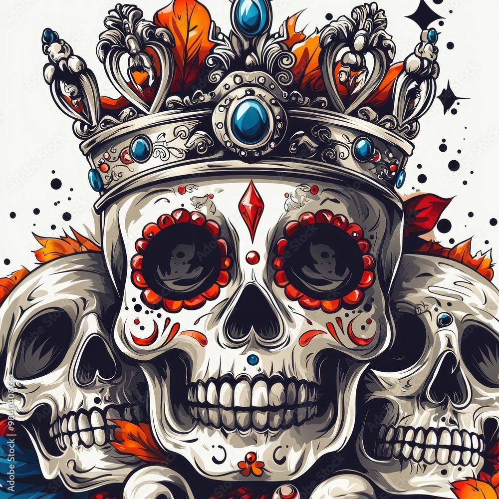 Canvas Prints Sugar Skull King with Crown