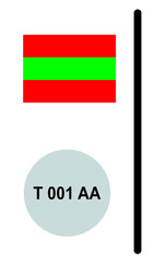 Transnistria Euroband with National Symbol: Blue Background Representing European Union and Transnistria Identity for Vehicle Registration.