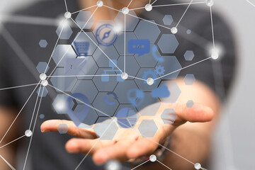 Connecting lines and dots.Big data visualization